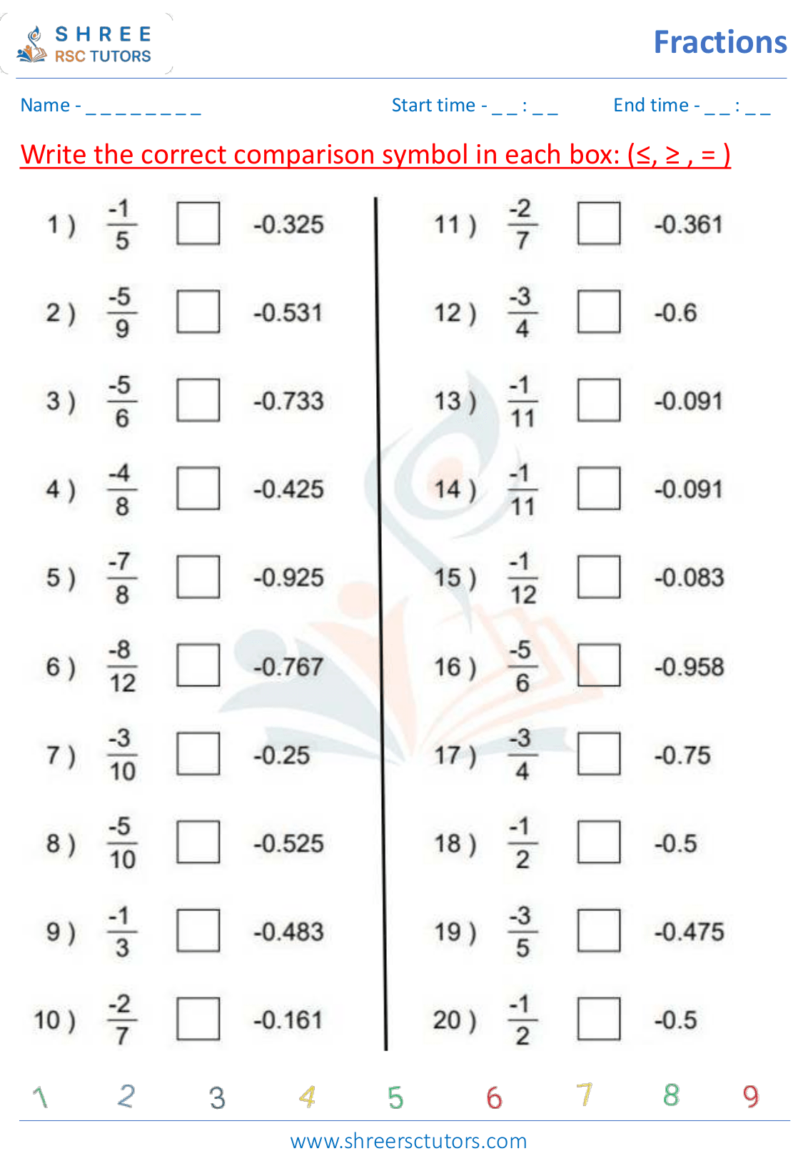 Grade 5 Maths Fraction-computation worksheet